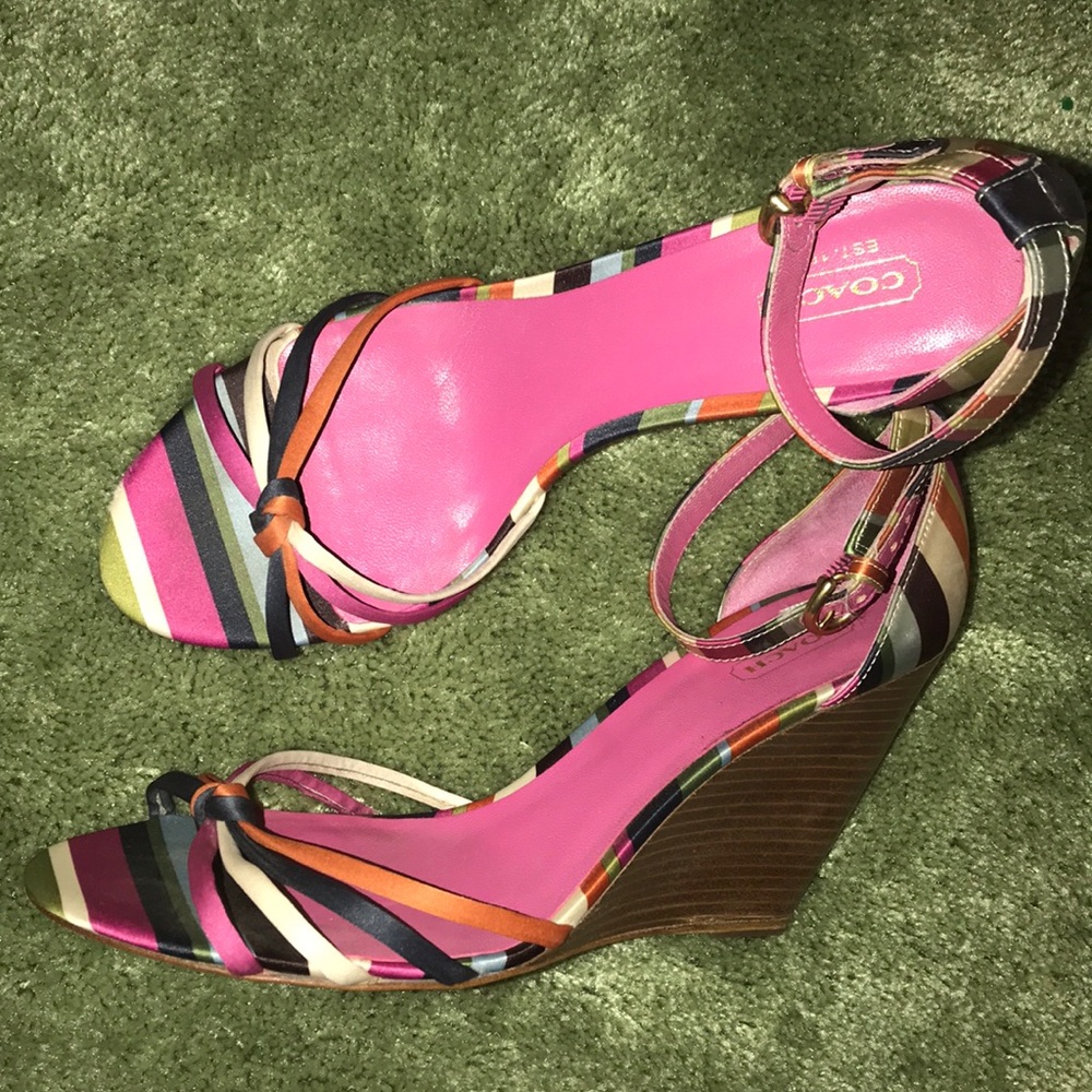 Multi colored Coach wedges