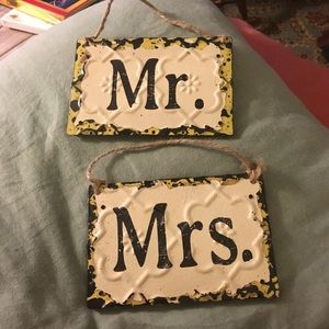 Small Rustic Mr. & Mrs. Hanging Signs