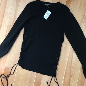 NWT Saks sweater with side lace detail