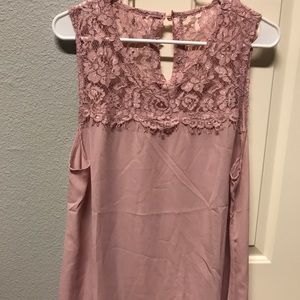 Beautiful Blush Pink Dressy Tank with Lace Detail