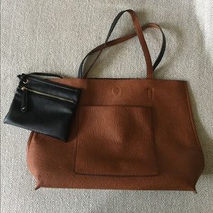 Street Level - Large Faux Leather Tote w/ Wristlet