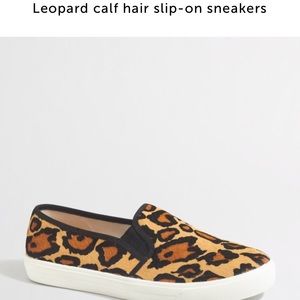 Leopard calf hair slip on sneakers