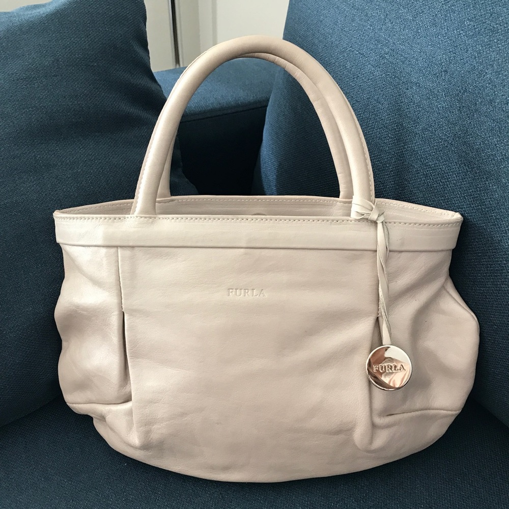 Furla Handbag White Genuine Leather