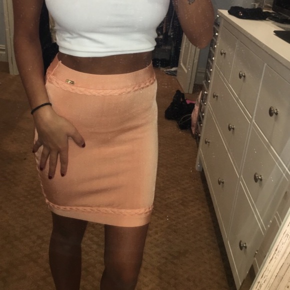 Peachy orange braided mini skirt - Picture 8 of 8