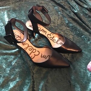 Sam Edelman black ankle strap heels
