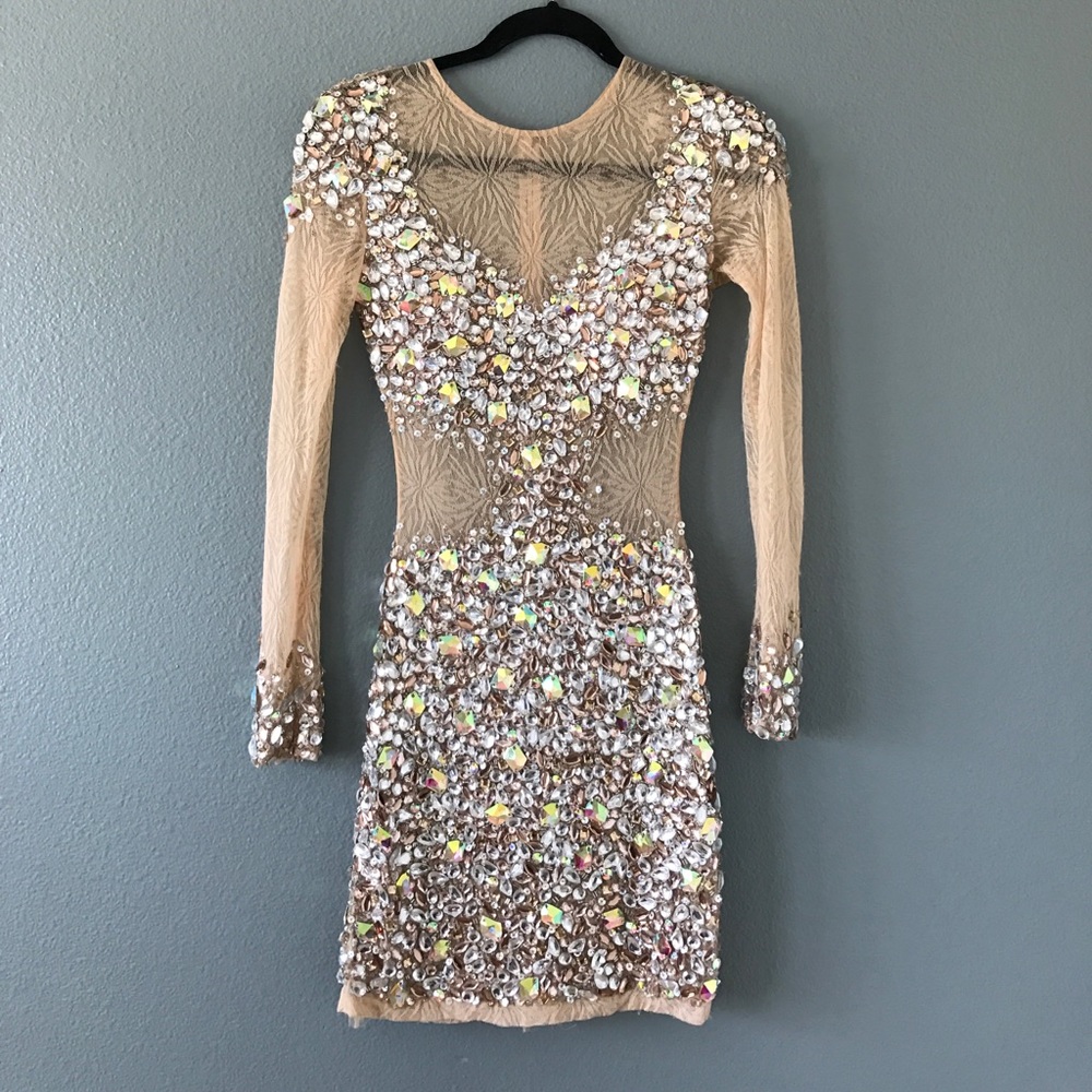 Jovani super sexy nude sequin cocktail dress