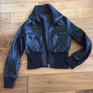 Joy Jou Black Pleather Jacket Size M