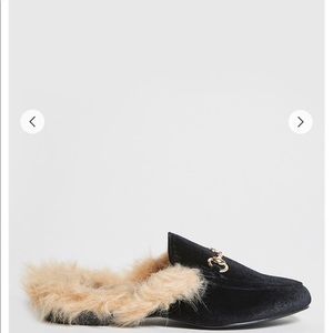 Black Furry Loafers