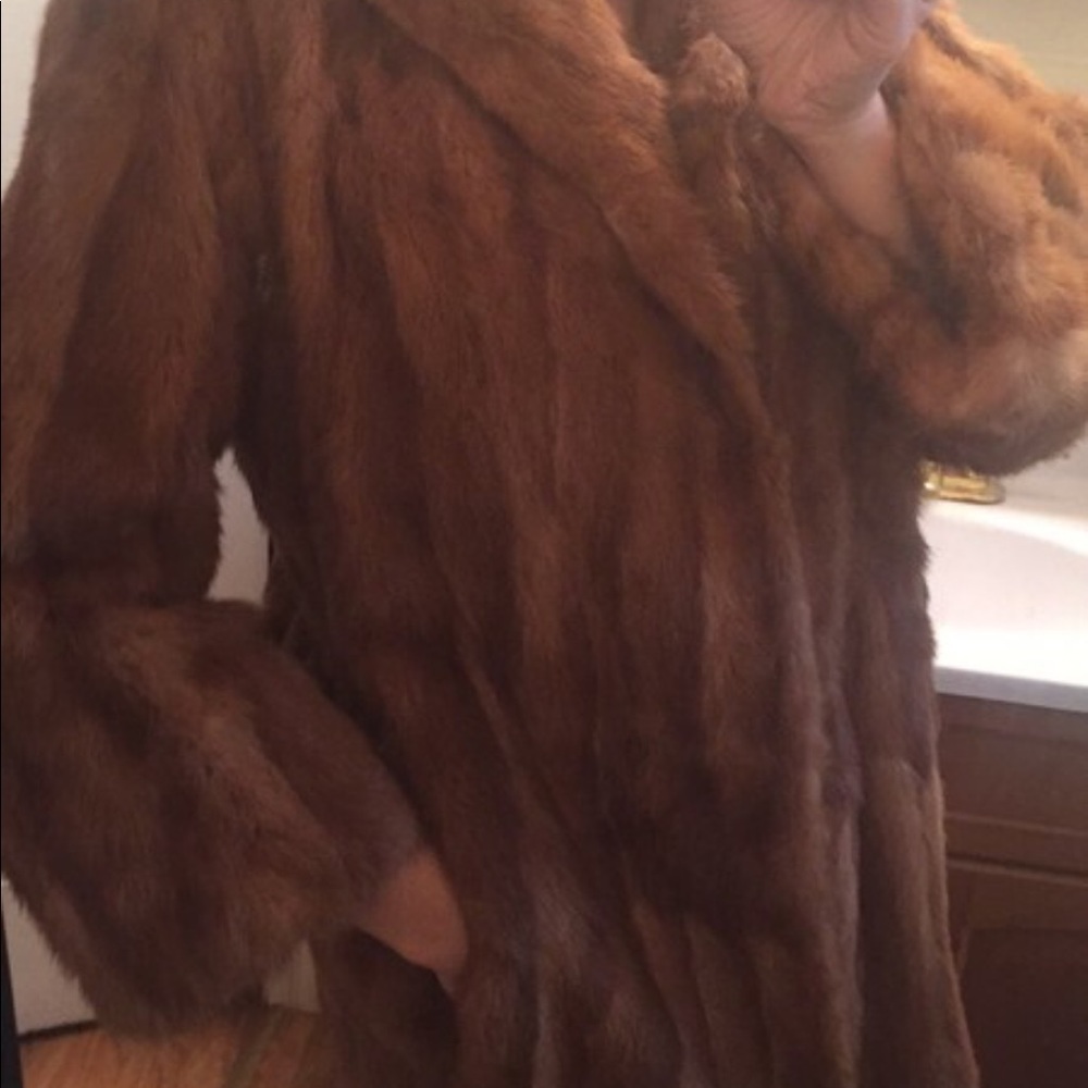 Vintage brown fur coat S/M - Picture 3 of 8