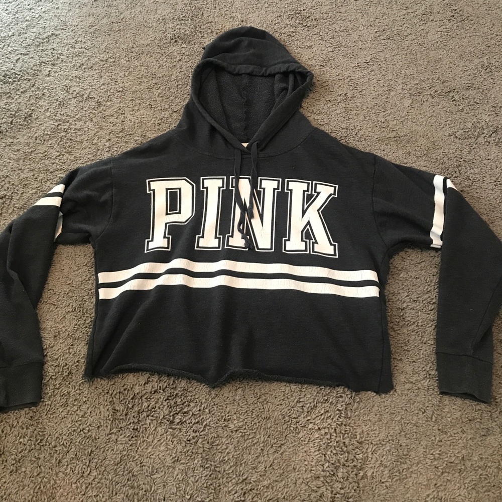 PINK oversized crop hoodie
