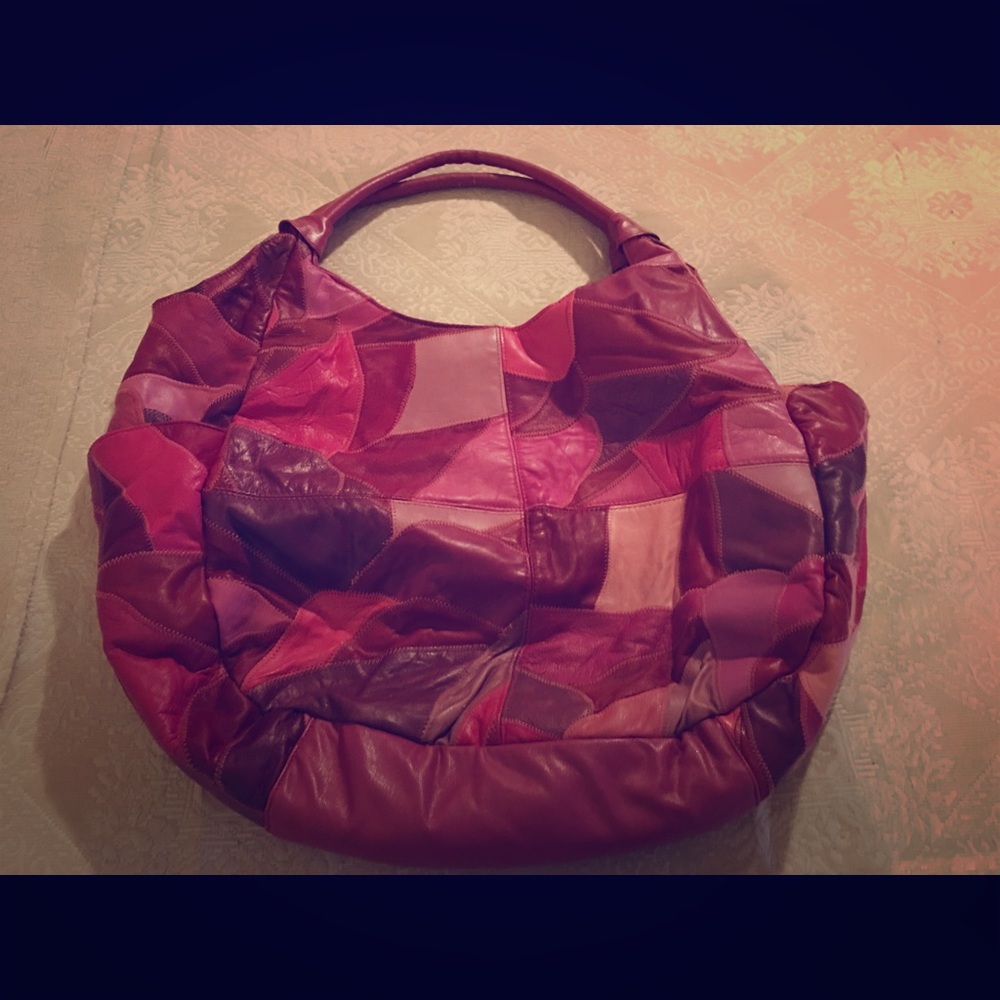 Genuine Pink Leather Hobo tote