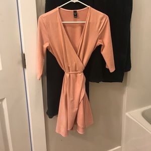 Blush pink wrap dress