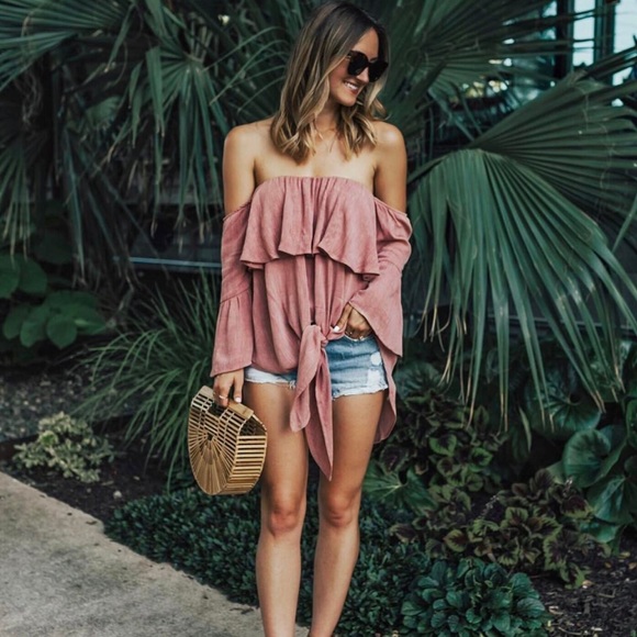 Off Shoulder Ruffle Top - Picture 2 of 6