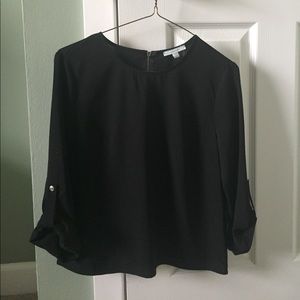 3/4 Sleeve Black Blouse