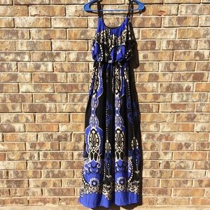 Bailey Blue maxi dress black & blue floral design