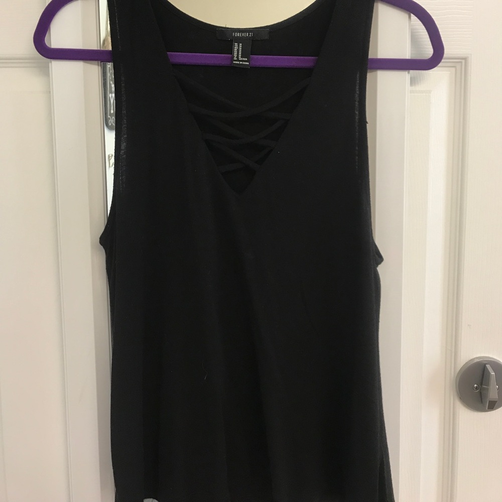 Criss-crossed Black Tank