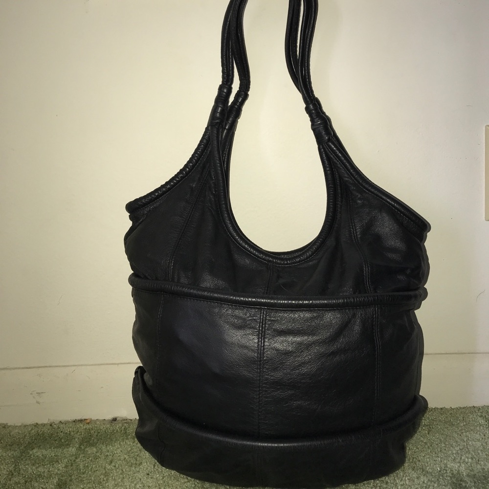 Chocolate blu leather hobo purse