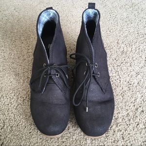 Black wedge booties