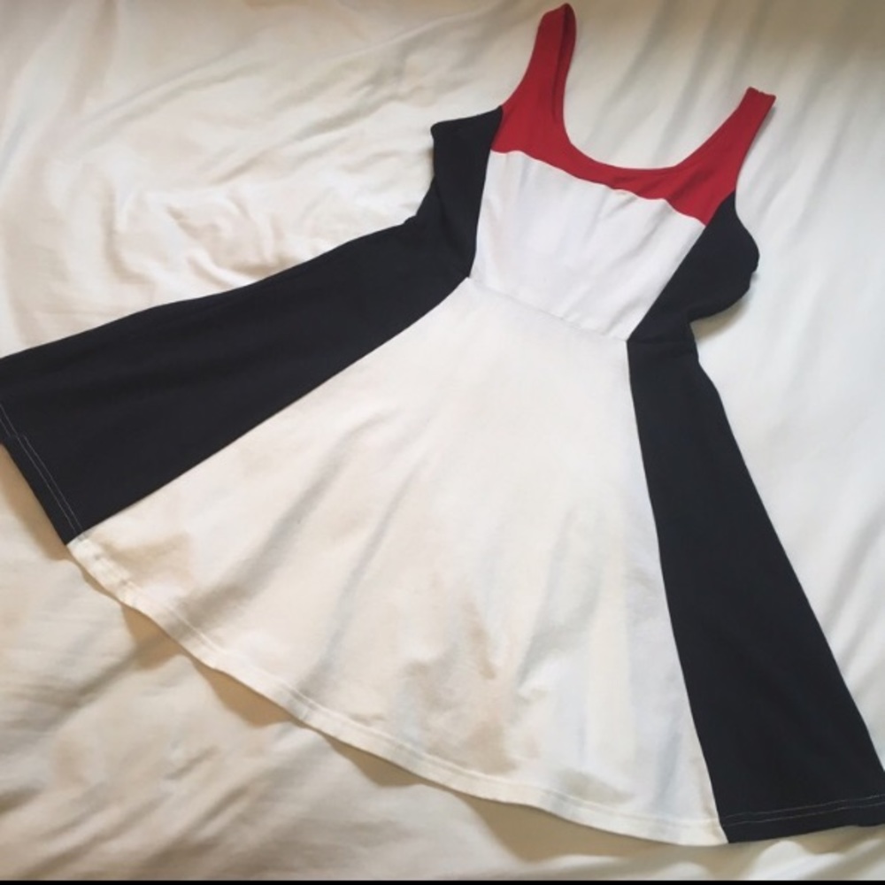 Express Color Block Sleeveless A-Line Skater Dress