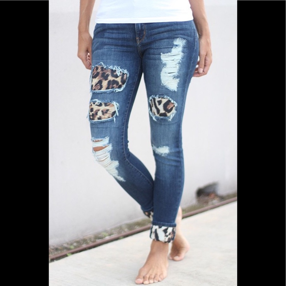 Leopard Patch Jeans