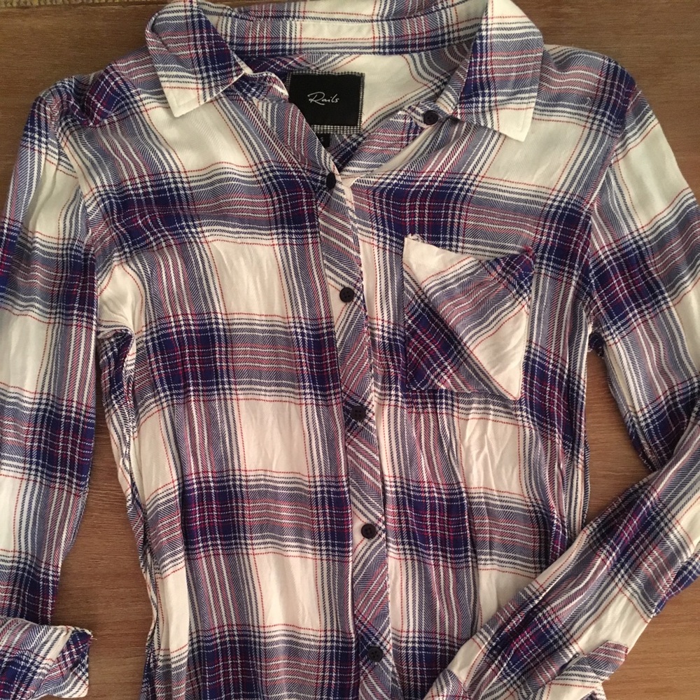 Rails Size S Button Up Flannel Red White And Blue - image 2
