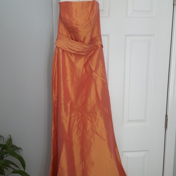 Jim Hjelm Formal Gown Sz 6 Long Sleeveless Orange - Picture 5 of 8