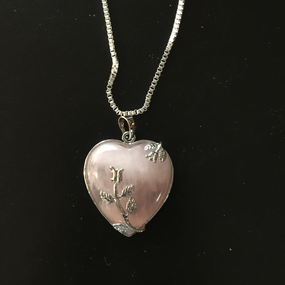 Genuine Rose Pendant w/Silver Rose & bird designs - Picture 1 of 2