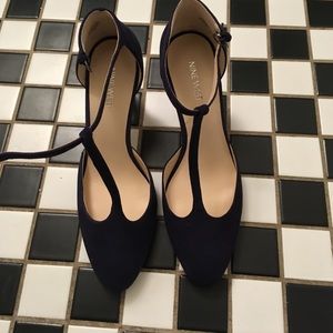 Nine West. Navy blue, T bar shoes. Size 9