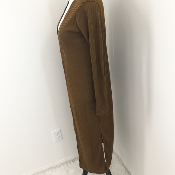 Golden Haze Slit Longline Cardigan - Picture 4 of 6