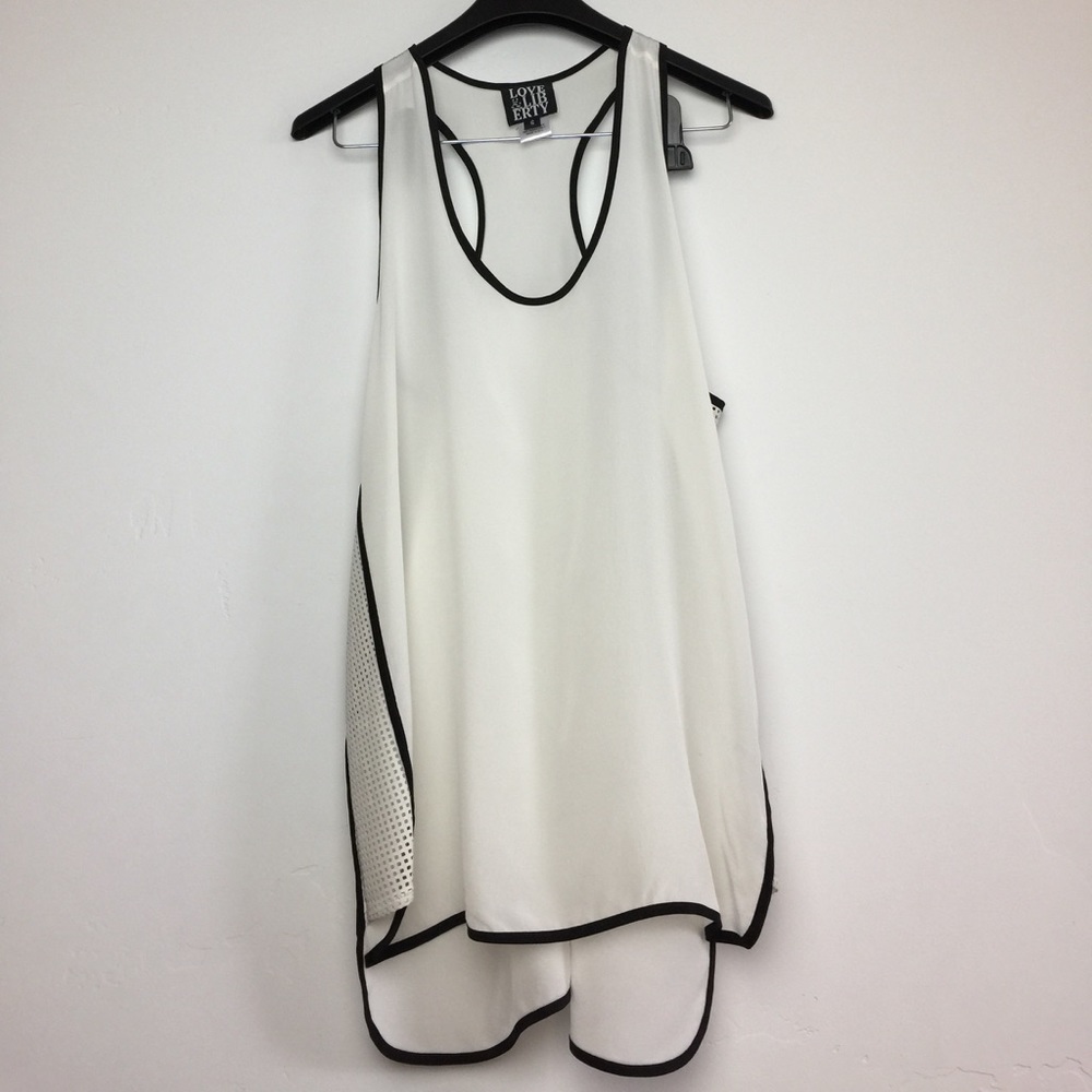 Love & Liberty 100% silk and leather sheer tank