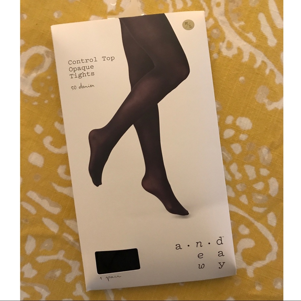 Black control top opaque tights