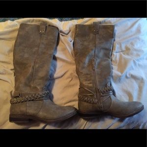 Grey riding boots