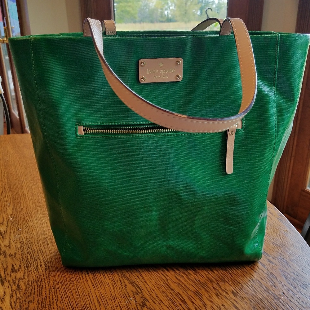 Kate Spade kelly green coated canvas tote