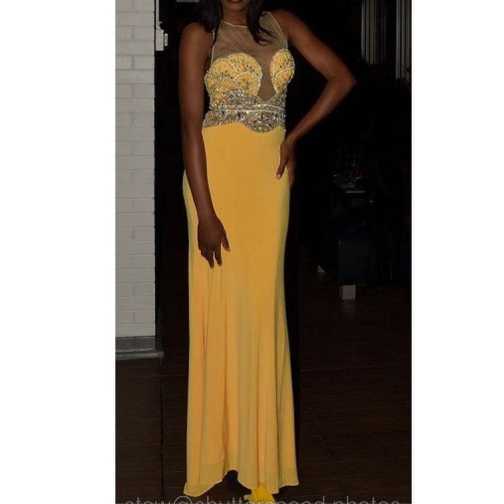 NEW Gown Party Prom Evening Long Yellow Dress