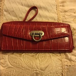 Red Alligator Wristlet