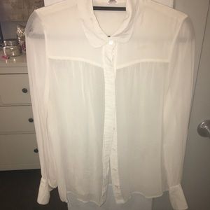 French Connection White Long Sleeve Blouse