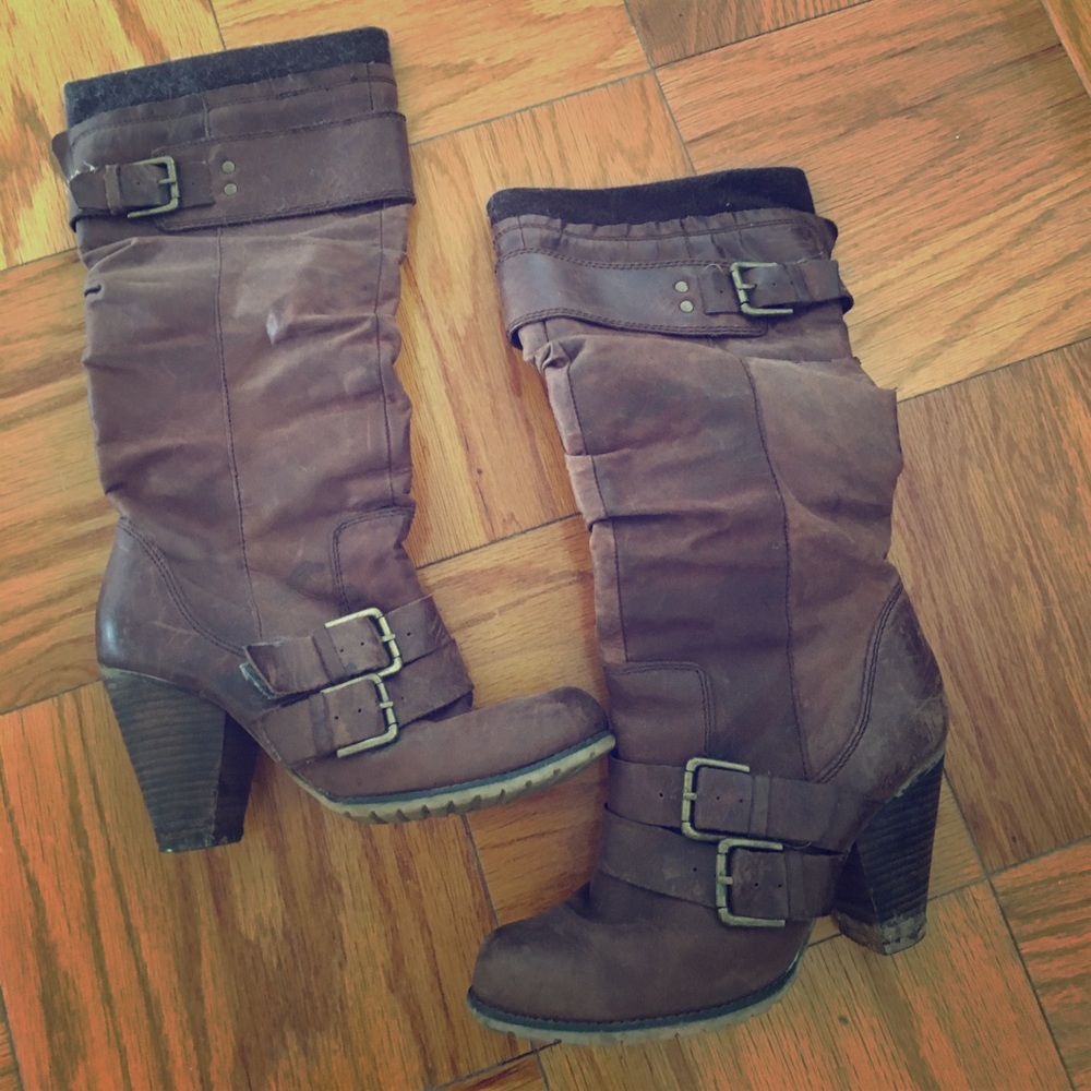Brown rustic tall boots