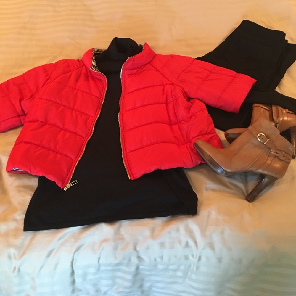 Chico’s Red puffer swing coat