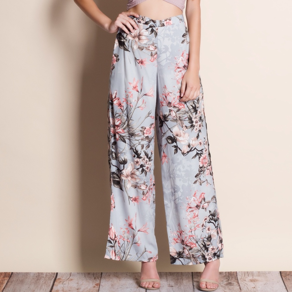 Floral Open Leg Pants