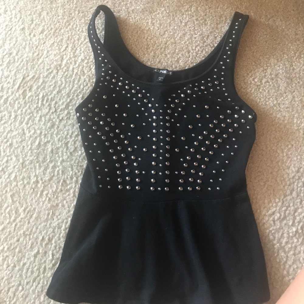 Express black embellished peplum top cotton