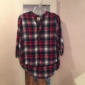 Plaid shirt short-sleeve shirt