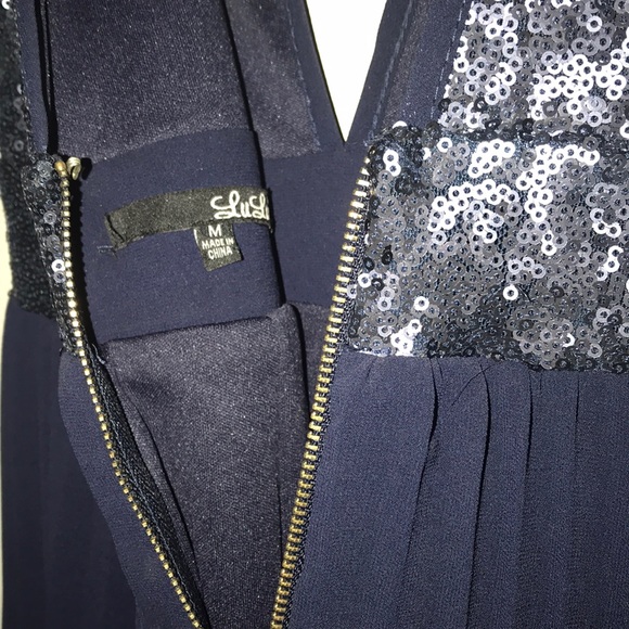Lulu’S navy blue sequence dress💫 - Picture 6 of 6