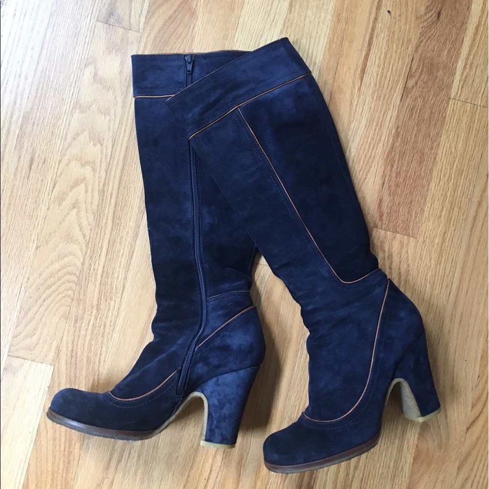 Chie Mihara Anthropologie Navy/Indigo Suede Boots