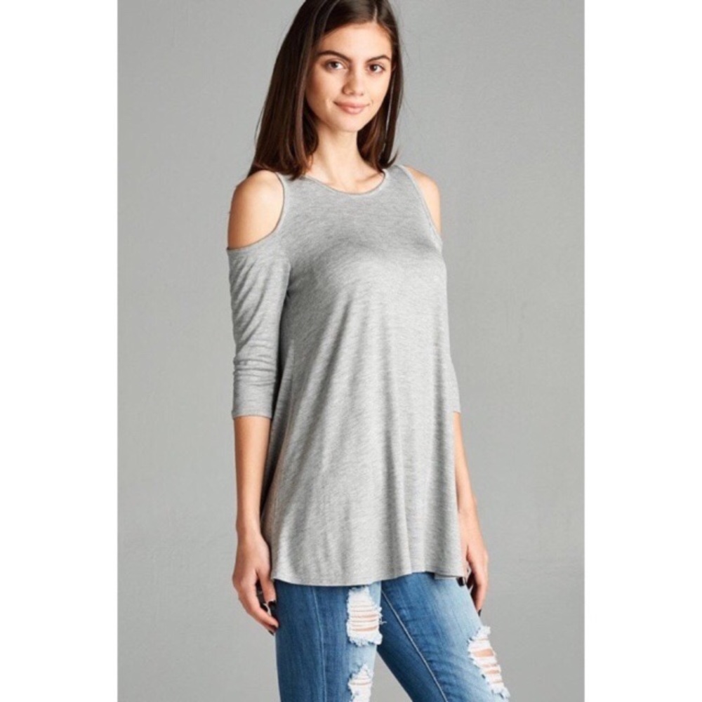 COMING SOON! Cold Shoulder Tunic - Grey