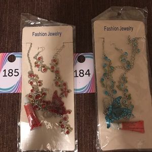 Are five necklaces with earrings