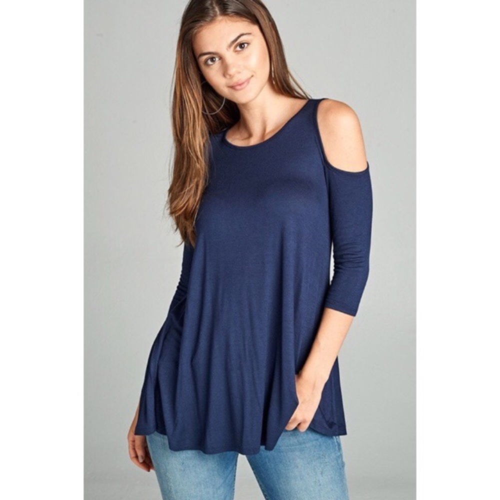 COMING SOON! Cold Shoulder Tunic - Blue