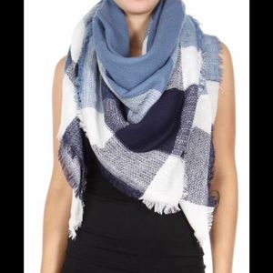 Blanket Scarf in Plaid Blue