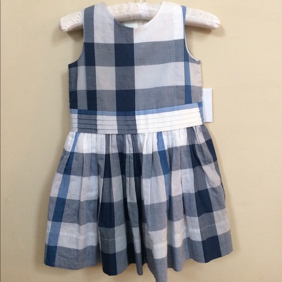 Burberry Other - Burberry Girls Alenna Blue White Plaid Dress 4 4Y