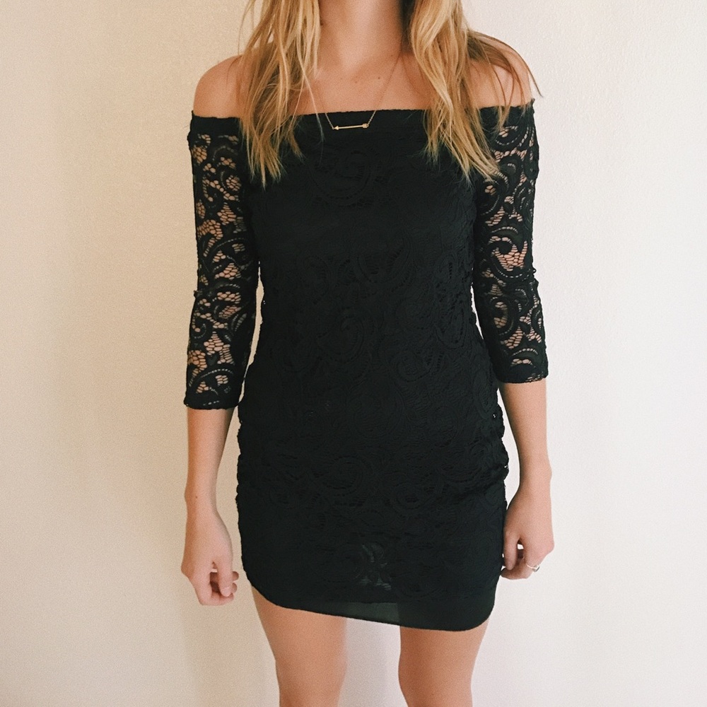 Lacey black off the shoulder dress
