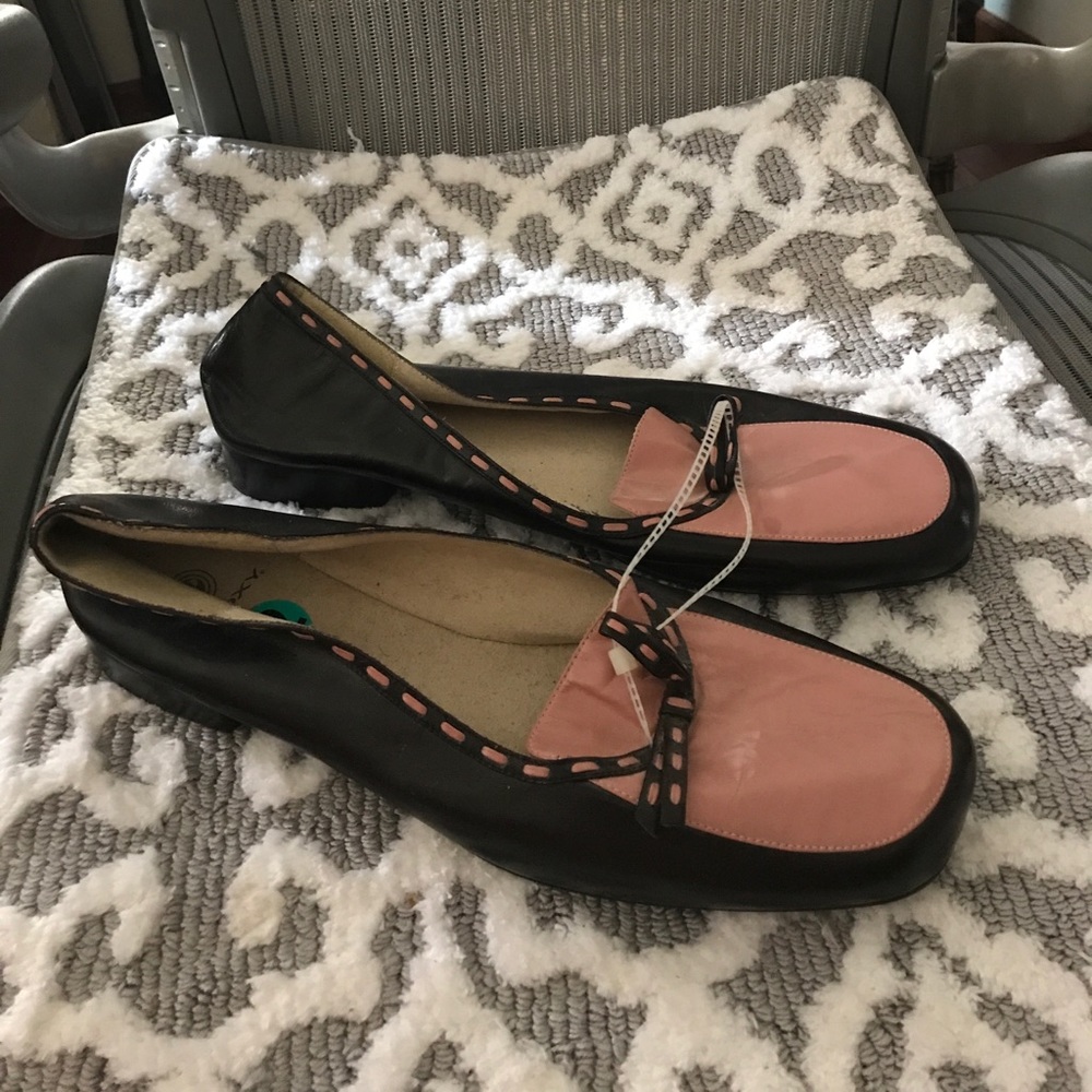 Pink and brown shoes